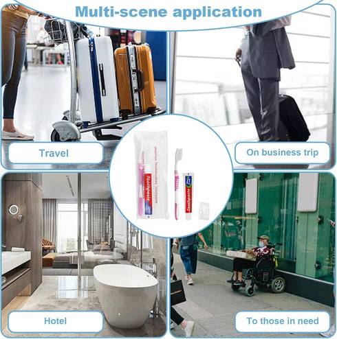 Disposable Toothbrushes with Toothpaste, Travel Kit with Plastic Zip Bag, Individually Wrapped Bulk Toothbrush (20)