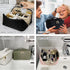 MINGRI Large Capacity Travel Cosmetic Bag for Women - Waterproof PU Leather Makeup Bag, Grid-Black