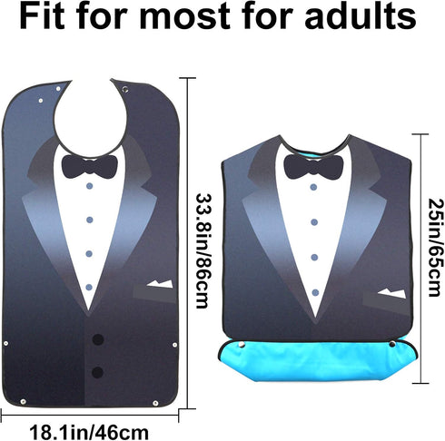 Machine Washable Bow Tie Adult Bibs for Men - Crumb Catcher Design