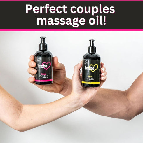 Set 2 Passion Massage Oil for Date Night | of Massaging Oils Lemon Crme & Tropical Paradise | All Natural with Almond