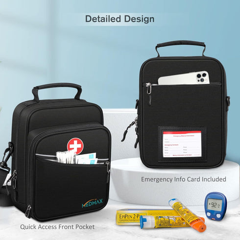 MEDMAX Insulin Cooler EpiPen Carrying Case Insulated, Travel Medication Diabetes Supplies Organizer Bag with Shoulder