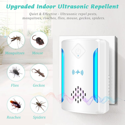 6 Packs Ultrasonic Pest & Insect Repeller, Indoor Ultrasonic Repellent for Mosquitoes, Roaches, Flies, Electronic Pest