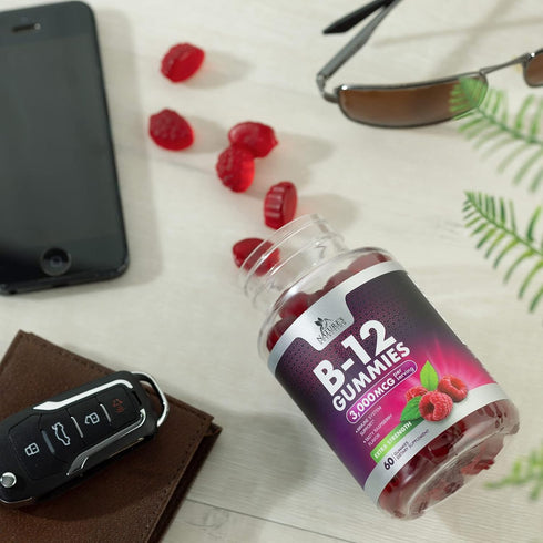B12 Gummies for Adults, Extra Strength Energy 3000 mcg, Chewable Dietary Supplement for Metabolism & Immune Support