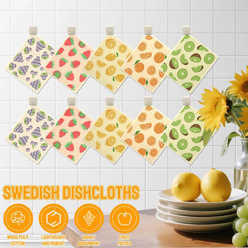 Tcwhniev 10 Pack, Swedish Dishcloths for Kitchen, Cleaning Dish Cloths Absorbent Reusable Paper Towel, Non Scratch