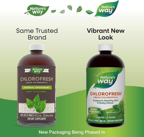 Nature's Way Chlorofresh, Liquid Chlorophyll, Supports Healthy Skin & Body Detox*, Internal Deodorant*, Mint Flavored, 16 Fl. Oz (Packaging May Vary)