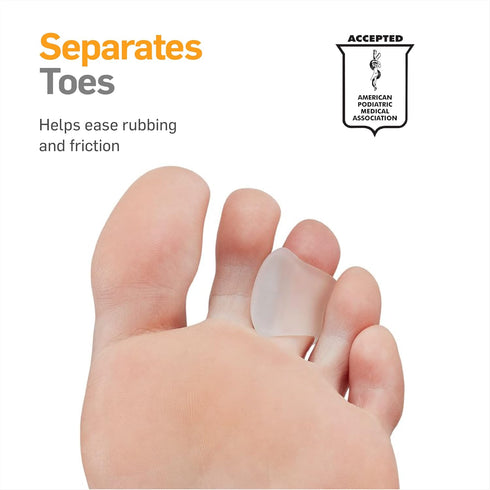 NatraCure Advanced Gel Toe Separator with Toe Loop, Spacer & Corrector for Bent, Crooked, Overlapping Toes - Size: