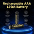 Houseagle Flashlight,4 Pack 1.5V 1300mWh Capacity,2000 Cycles,2.5H Rechargeable AAA Batteries for Triple A Lithium