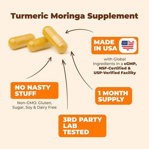 Turmeric Curcumin & Moringa Leaves Extract with Black Pepper, Joint Support Supplement for Digestion & Energy, 2 Pack