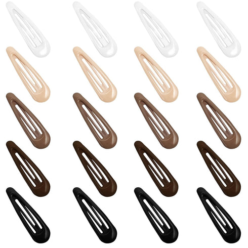 Snap Hair Clips for Women, Water Drop Non Slip Heavy Coated Metal Hair Barrettes, Mixed Color 20 PCS