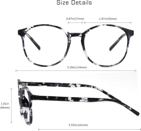 VisionGlobal Blue Light Blocking Glasses, Anti Eyestrain for Women/Men, Stylish Oval Frame, Anti Glare, Gray +1.50
