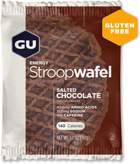 GU Energy Stroopwafel Salted Chocolate Sports Nutrition Waffle, 16 Count, Gluten-Free, Caffeine-Free