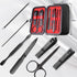 Manicure Set 8 in 1 Nail Clipper Set | RedFlow Nail Clippers, Travel Kit with Fingernail & Toenail Tools (Black)