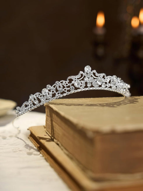 SWEETV Wedding Tiaras and Crowns, Rhinestone Bridal Crown Princess Tiara Headpieces for Women, Flower Girls