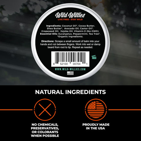 Wild Willies Premium Beard Balm Leave-In Conditioner, 2-Pack, Cool Mint Scent