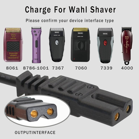 Replacement for Wahl Shaver Shaper Charger, 2V Power Cord for Wahl Trimmer 8061, 8163, 8786-1001, 7367, 7357, 7029, 7060, 7035, 7339, 7356, 4000, 5-Star Series Clipper Power Supply Adapter