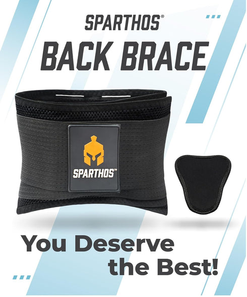 Sparthos Back Brace for Lower Back Pain, Immediate Relief from Sciatica, Herniated Disc, Breathable Design for Work