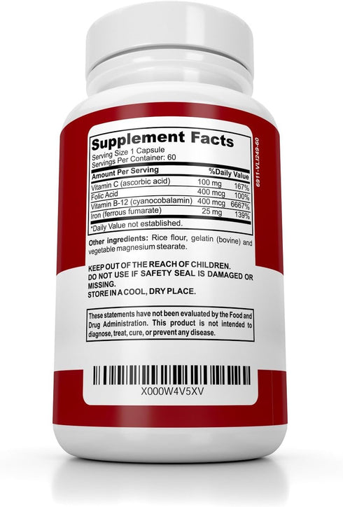 Iron Booster - Iron Supplement for Women - Helps Boost Red Blood Cell Production with Slow Release Non Constipating Ferrous Iron Pills for Women - Best Iron Supplements for Anemia - Raw Iron Vitamins