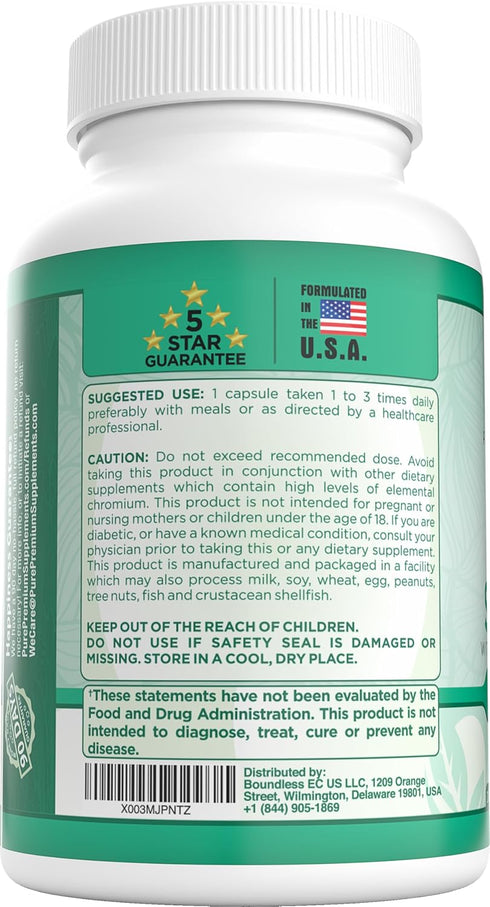 PurePremium Blood Sugar Support Supplement - Cinnamon Capsules with Bitter Melon, Mulberry, Zinc, Biotin, Vitamin C,