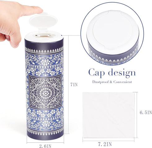 Car Round Canned Tissue Box, Perfect Fit Cup Holder Facial Tissues, 4 Canister 3-Ply Napkins for Travel