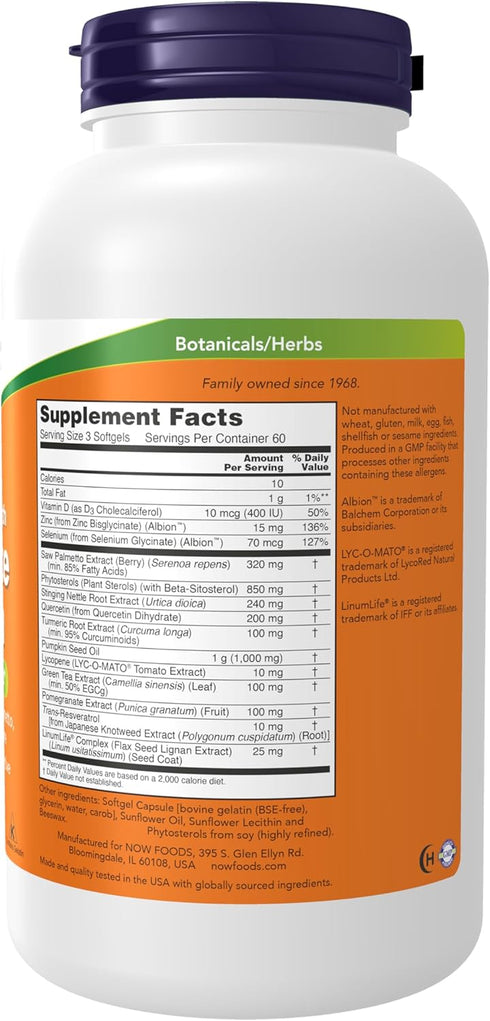 NOW Foods Prostate Health Supplements, Clinical Strength Saw Palmetto, 180 Softgels