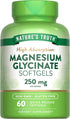 Nature's Truth Magnesium Glycinate 250mg, 60 Softgels, High Absorption, Non-GMO & Gluten-Free Mineral Supplement