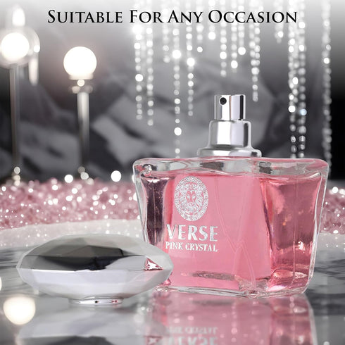 Verse Pink Crystal Eau De Parfum for Women - Elegant 100ml Bottle, Floral & Fruity Scent