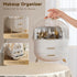 Makeup Storage Organizer with Lid, Waterproof Cosmetics Skincare Organizer for Vanity, Portable Makeup Box (White)
