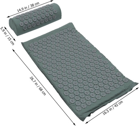 Set, Veemoon Shiatsu Acupressure Massage Mat and Pillow Non-Slip Relief Cushion with Portable Carrying Bag for Back