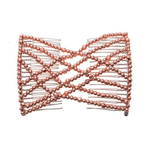 LOVEF 2pcs Fashion Magic Beaded Elasticity Double Hair Comb Clip - Stretchy Women Hair Accessories