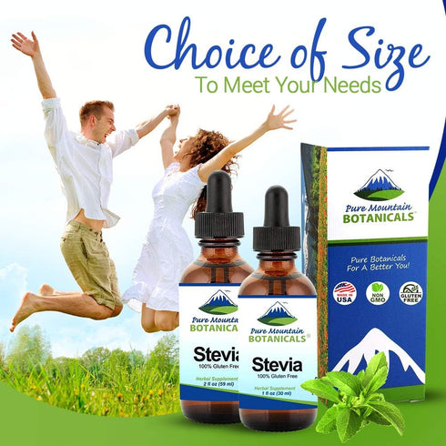 Pure Mountain Botanicals Liquid Stevia Drops, Natural Sugar Free Sweetener, Ideal for Keto and Vegan Diet