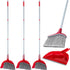 Meanplan 2 Pcs Angle Broom and Dustpan Combo Set, 54'' Indoor Outdoor Cleaning Broom with Step-on Dustpan