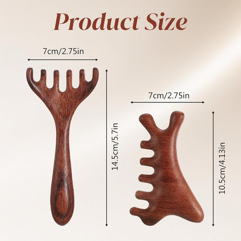 Skrfren 2 Pcs Wooden Scalp Massage Comb Wooden Scalp Massage Tool Head Massager Scalps Head Massager Gua Sha Brush