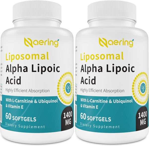 Liposomal Alpha Lipoic Acid 1400mg Softgels, ALA Supplement with L-Carnitine, Ubiquinol, Vitamin E, 120 Softgels