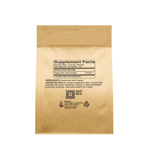PURE ORIGINAL INGREDIENTS Hyaluronic Acid - 1oz Water Soluble, High Molecular Weight