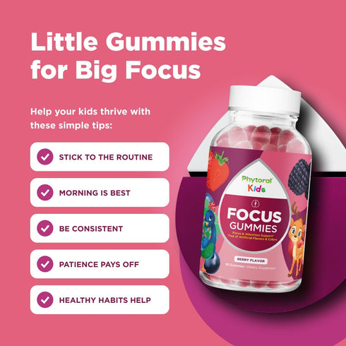 Gummies Gummies 60 Count Phytoral Vegan Kids Focus - Potent Chewable Brain Support for Children - Enhances