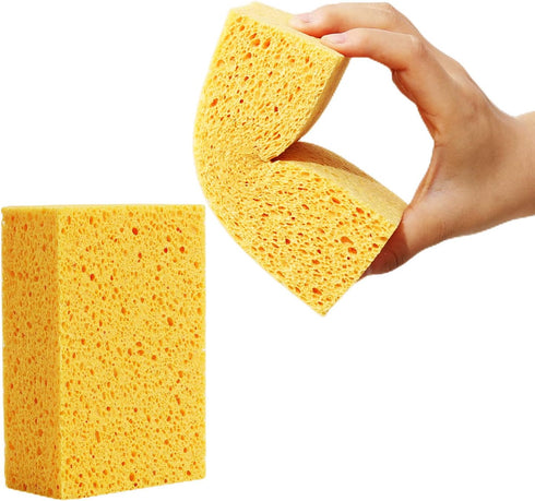 Natural Kitchen Sponges | Extra Large Heavy Duty 2" Thick Scrub Sponges for Dishes & Cookware | 2 Pcs (15 x 10 x 5 cm)