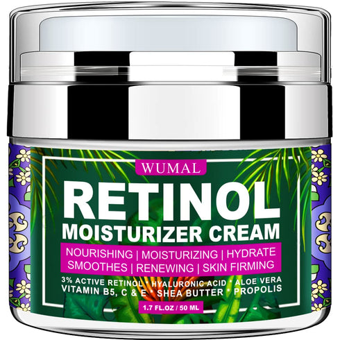 Retinol Cream - Reduces Wrinkles, Fine Lines, and Dryness, Face Moisturizer for All Skin Types, 1.7 oz