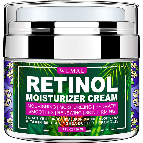 Retinol Cream - Reduces Wrinkles, Fine Lines, and Dryness, Face Moisturizer for All Skin Types, 1.7 oz