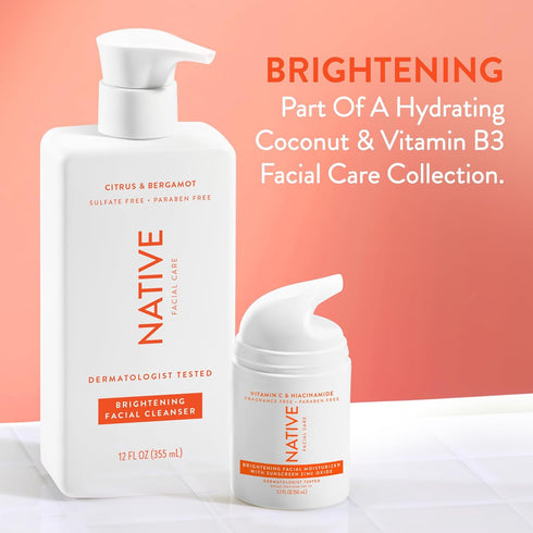 Native Brightening Daily Facial Moisturizer, Gentle Face Lotion with Vitamin C B3 & SPF 30, 1.7 fl oz
