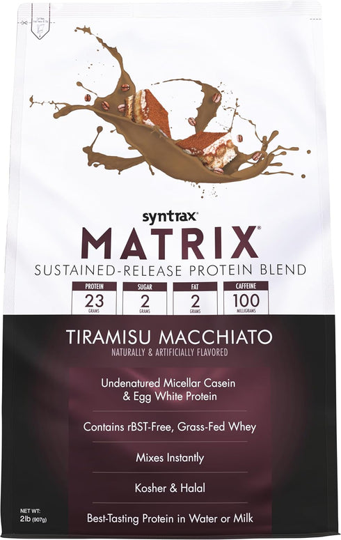 Syntrax Nutrition Matrix Protein Powder, Tiramisu Macchiato, 2 lbs, Sustained-Release Protein Blend