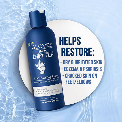 Gloves In A Bottle Psoriasis Eczema Relief Cream, Shielding Lotion for Cracked Hands, 8 oz with Pump