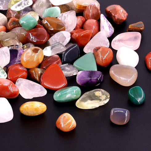 Hilitchi 1lb Bulk Large Natural Tumbled Polished Brazilian Stones - Gemstone Healing Crystals Quartz for Wicca, Reiki