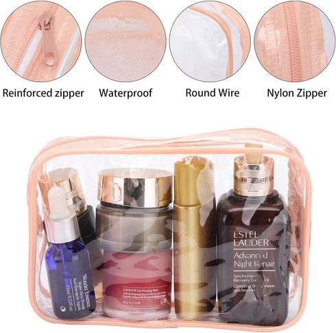 Tbestmax 10 Pack Clear Cosmetic Bags Portable Waterproof TSA Approved Travel Toiletry Bags Organizer