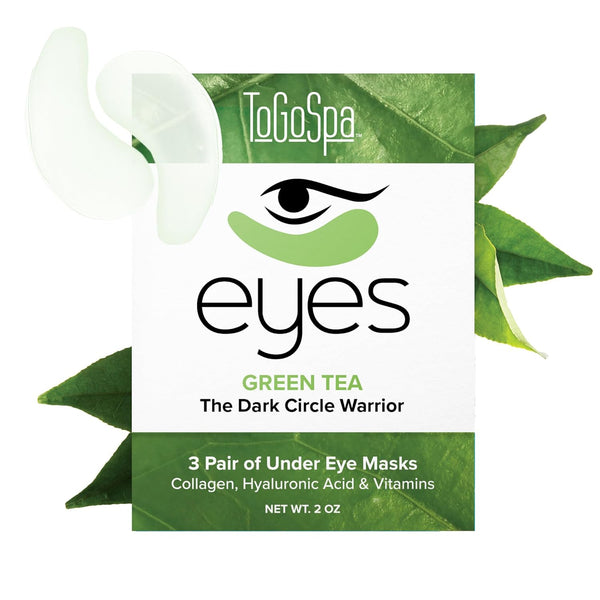 ToGoSpa Green Tea EYES, Dark Circle Warrior | Premium Anti-Aging Gel Pads with Collagen, 3 Pack