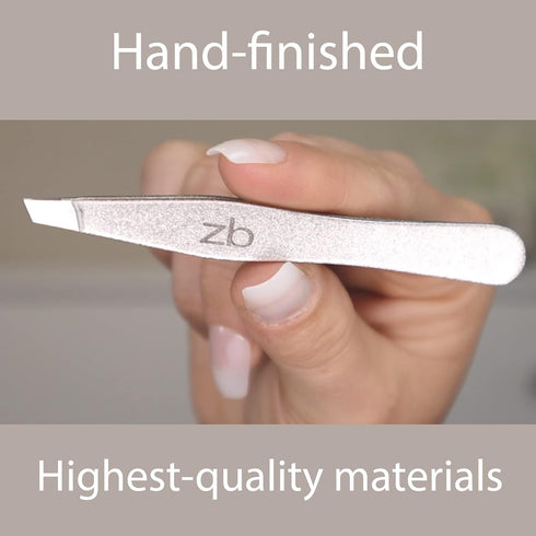 Surgical Grade Stainless Steel Tweezers, Slant Tip for Eyebrow Shaping, Bonus Protective Pouch