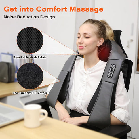 Shiatsu Neck Massager with Heat - Electric 3D Kneading Massage Pillow for Neck, Back, Shoulder Pain Relief