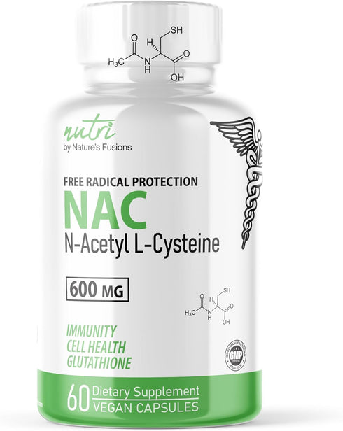 Nature's Fusions NAC Supplement N-Acetyl Cysteine - NAC 600 mg, Anti Aging Supplement, Antioxidant, Liver and Lung