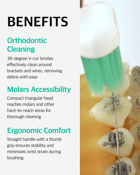 Pack 6, LiveOrals V-Cut Orthodontic Toothbrush (White) of Medium Bristles, Ergonomic Manual Toothbrush for Adults