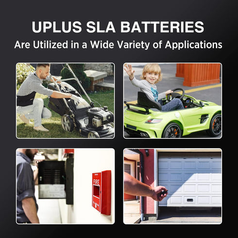 UPLUS 12 Volt 4AH Rechargeable AGM Battery, LP12-4 SLA Replacement for Security Control Panel, Garage Door Opener