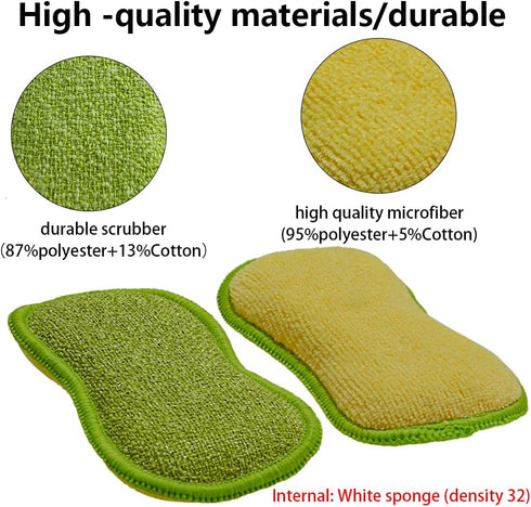 Multi-Purpose Scrub Sponges for Kitchen by SmilePowo: Non-Scratch Microfiber Sponge with Heavy Duty Scouring Power